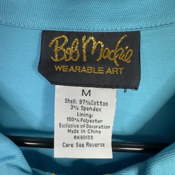 Bob Mackie Wearable Art Womens Light Blue Embroidered Vintage Blouse Size Medium